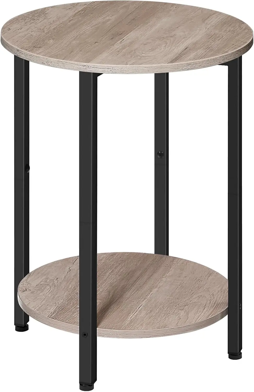 

Round Side Table with 2-Tier Storage Shelf, Wooden Look Accent End Table for Living Room Bedroom