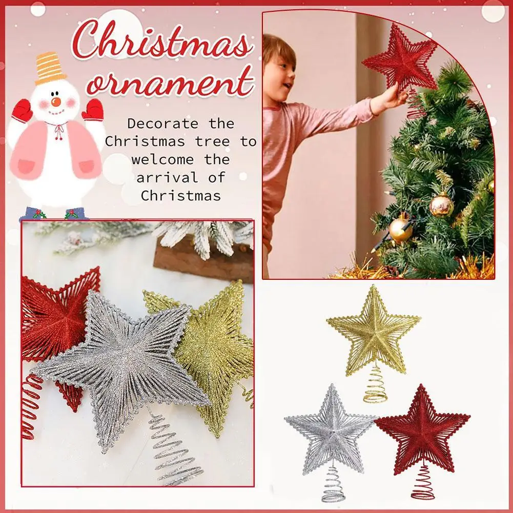 شجرة عيد الميلاد توبر نجمة بريق البلاستيك خمس نقاط ديكور احتفالي عطلة شجرة زخرفة تألق الطرف الديكور #5