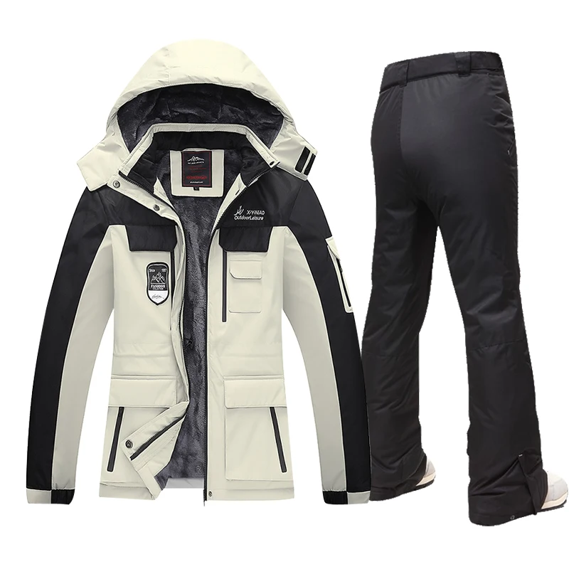 Women Ski Suit Jacket Ski Pants Winter Warm Windproof Waterproof Fleece Jacket Female Outdoor Snow Coat Trousers Snowboard Wear