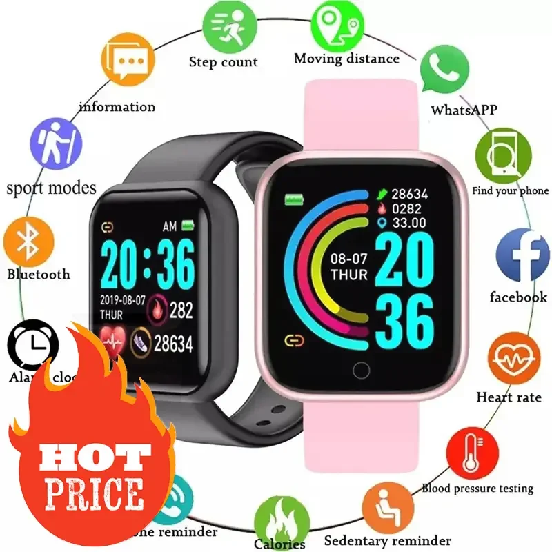 

Y68 Smart Band w/ Color Screen: Step Counter, Multi-Workout Modes, App Alerts, Photography Remote & Music Control Watch