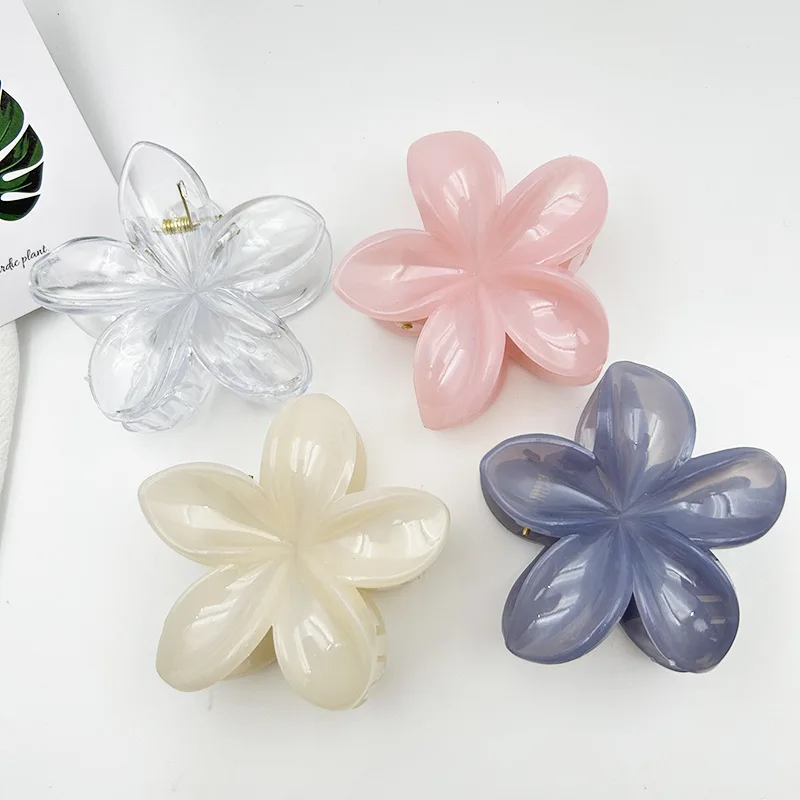 Fashion Transparent Jelly Flower Hair Claw Clips Crabs Hairpins For Women Girls Sweet Ponytail Hairgrips Beach Hair Accessories