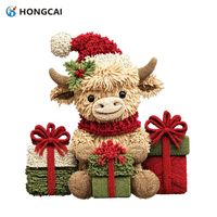 1 Piece Christmas Cute Plush Light Brown Cow Heat Transfer Vinyl Decal - Red/White Xmas Hat & Scarf, Gift/Holiday Decor