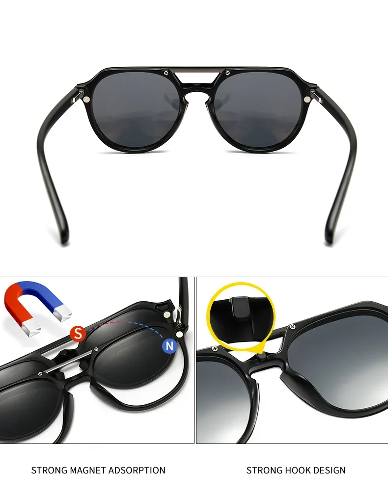 Magnet Clip Sonnenbrille Doppel Strahl Myopie Brille Dioptrien-0,5 Zu-10 Männer Frauen Mode Kurzsichtig Rezept Brille F224 – Detail 7