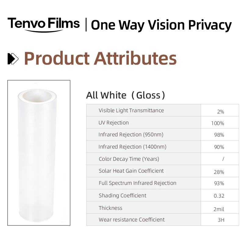 Easy DIY Install PET Window Film Roll One Way Privacy Anti Glare Heat Insulation Block Light for Indoor Home Office Car