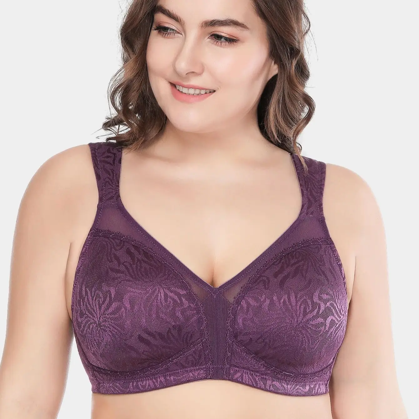 Wingslove Multifunctional Minimizer Bras push up Non-Padded Plus Size Non-Padded Full Cup E F G  H I Unlined Seamless Bra