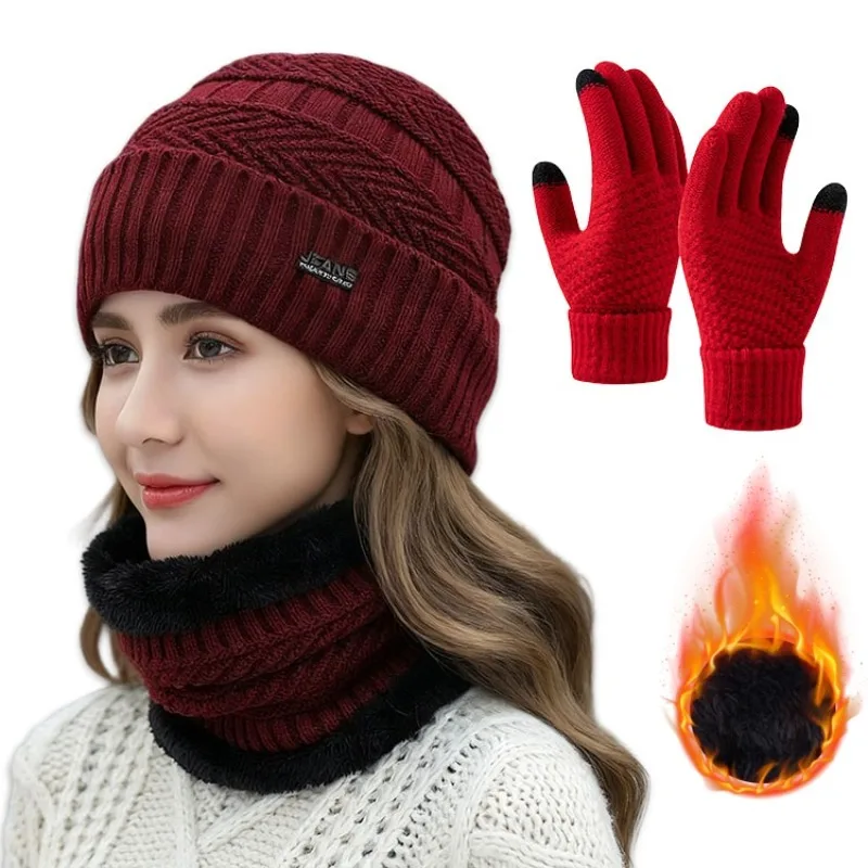 3Pcs Winter Thermal Set,Hat, Scarf, Gloves, Fully Covering The Face and Neck, Suitable for Cycling, Skiing, Outdoor Activities