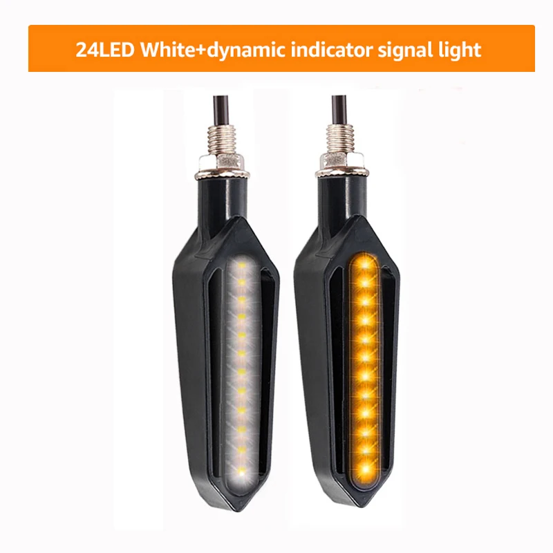 Motorfiets Richtingaanwijzers LED Licht 12V 10mm Stromend Water Blinker Licht 24LED Universele Moto Gebouwd Relais Knipperend indicatielampje