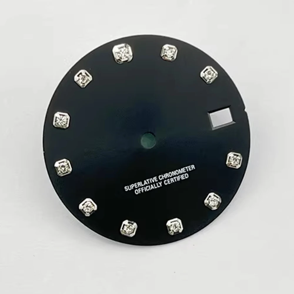 

New Luxury Rhinestone Artificial Diamond Watch Dial, for NH35A/4R35 Movement, 28.5mm, 3.8 3.0 Crown Position, Sunburst Dial NH35