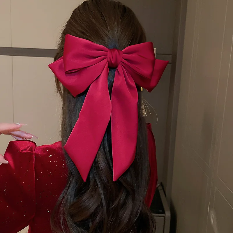 

1 шт., красная акриловая заколка для волос с бантом, винтажные аксессуары для волос в гонконгском стиле для девочек 6, 18 лет, элегантная заколка в стиле ретро, повязка на голову