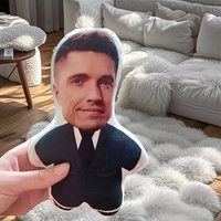 Customized photo plush pillow with personalized 3D facial and body design, soft knitted polyester fabric, unique DIY gift