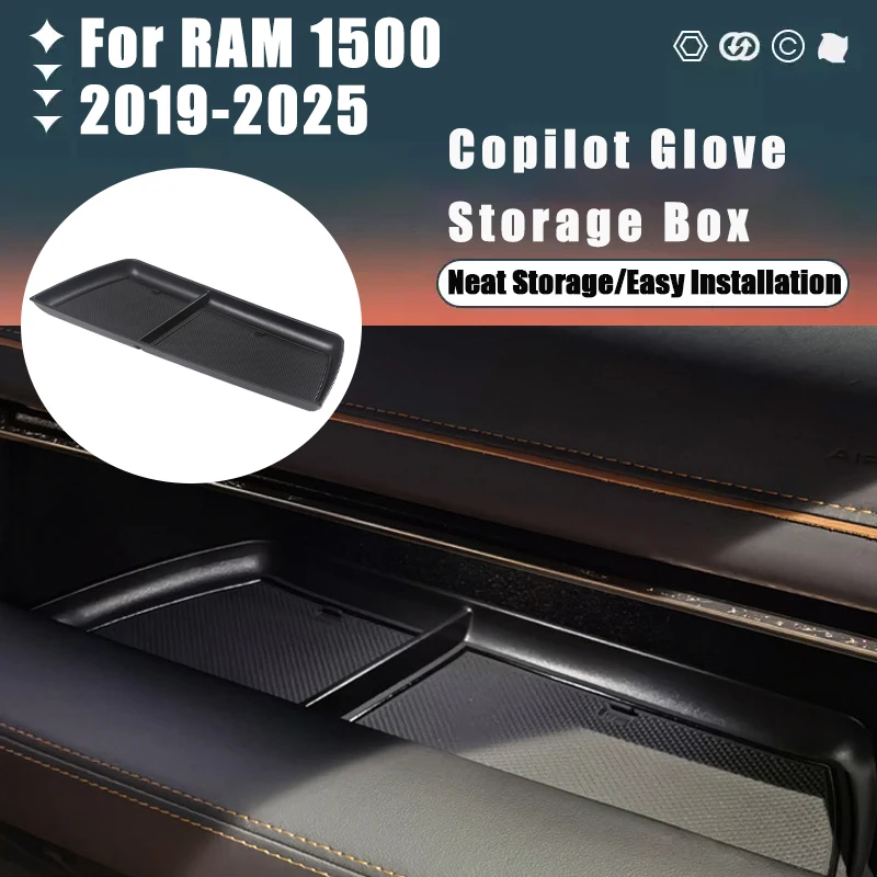 

For Dodge RAM 1500 2019-2025 2020 2021 2022 2023 2024 Copilot Glove Box Storage Box Stowing Tidying Box Internal Accessories