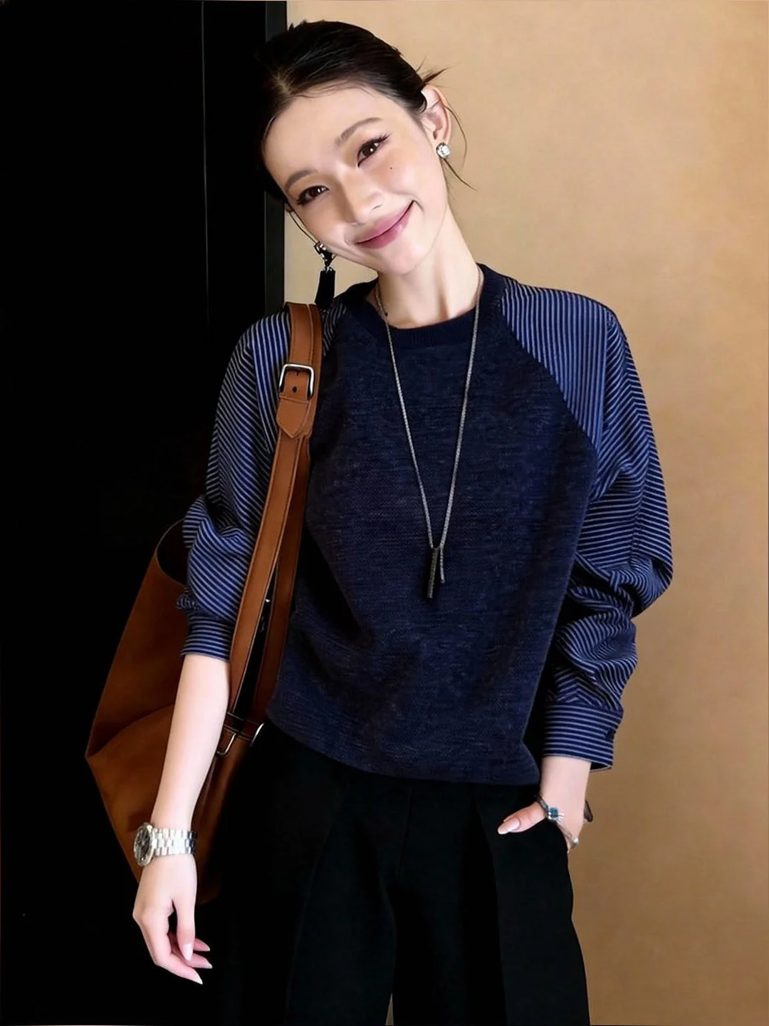 

Свободный повседневный женский свитшот с дизайнерскими вставками, весна 2026, большие размеры, удобный топ в корейском стиле