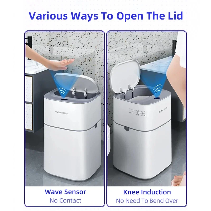 Joybos Smart Sensor Trash Can Electric Trash Bin Automatic Adsorption of Garbage Bags Bathroom Supplies Kitchen and Home Use