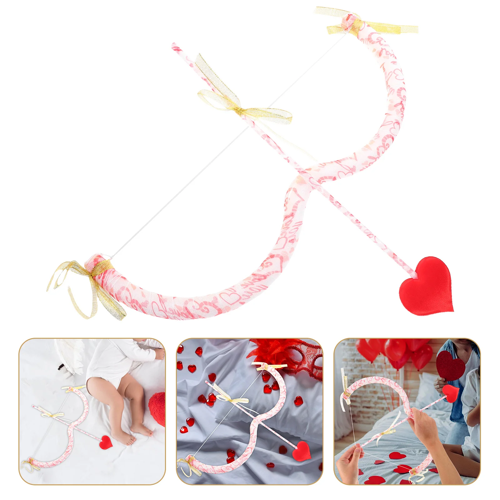 

1pcs Cupid's Arrow Valentine's Day Decoration Bow Heart Headband Accessories for Women Party Prop Angel Wing Set Craft Toy