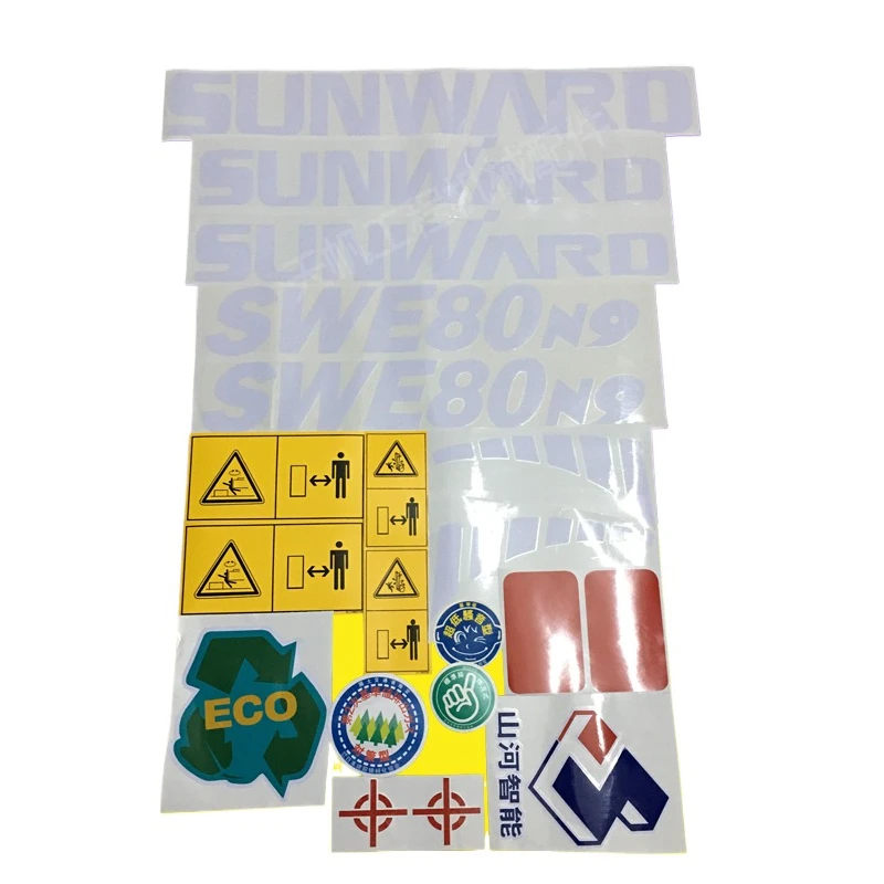 Untuk Sunward Swe ekskavator, 50/60/75/80/90/150/200/230 Semua stiker Label kendaraan aksesoris ekskavator N9