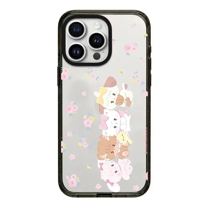 

White Cat Brown Bear 2.0 Acrylic Black Border Magnetic iPhone 12 13 15 14 16 Pro Max Protective Case, Fits iPhone 16 Pro Max