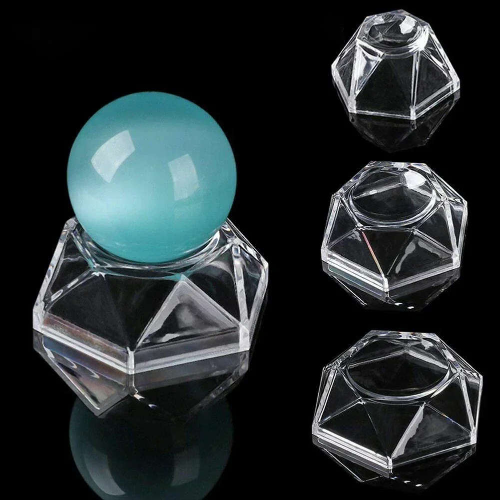 Acrylic Ball Base Hexagon Shape Sphere-Stone Support Ball Display Stand S/M/L Figurine Holder Desktop Ornaments