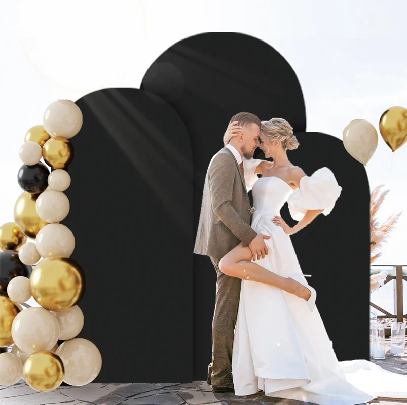 TB Black White Thicked Double Sided Wedding Arch Cover Spandex for Round Top Backdrop Covers Birthday Party Decoration