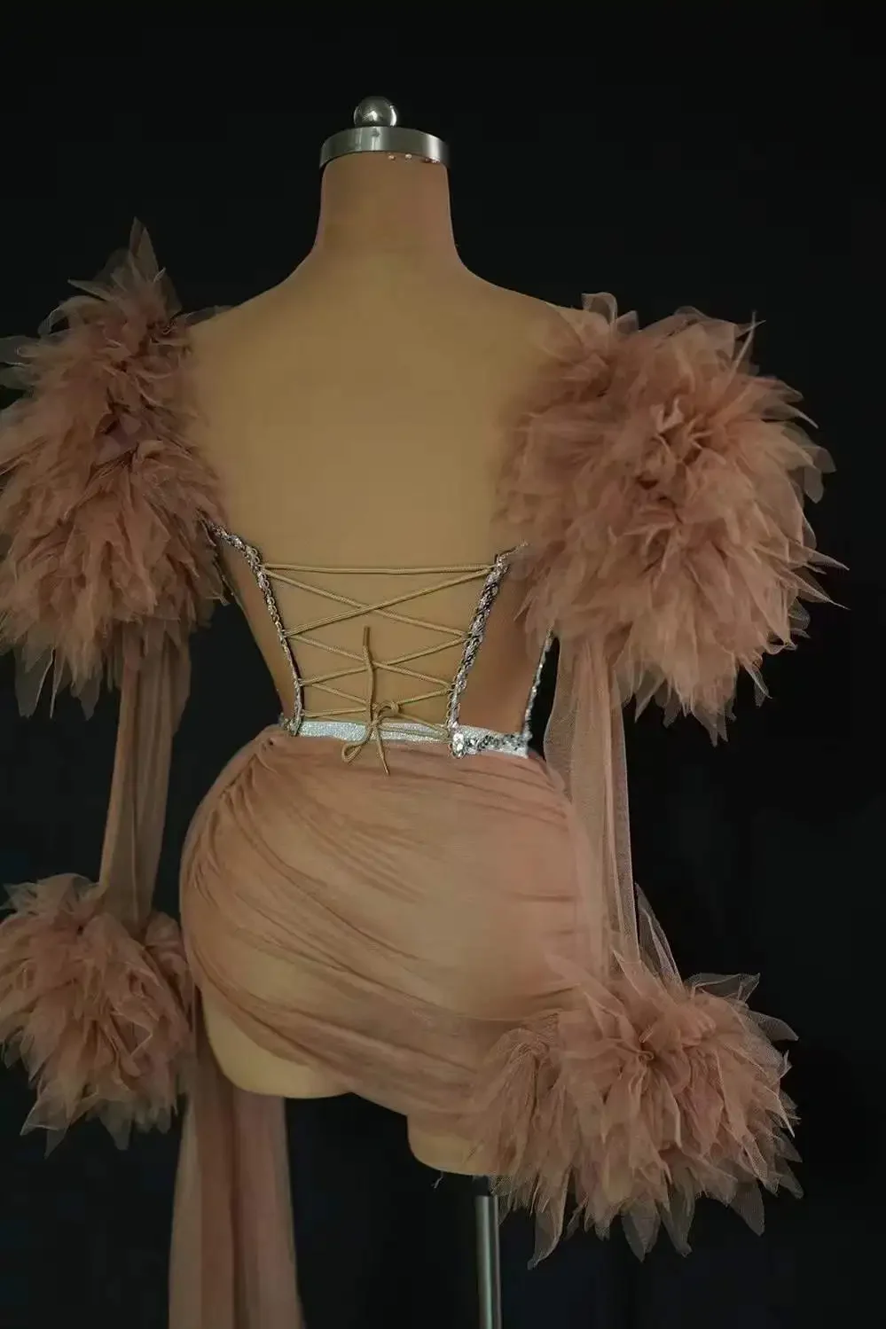 Traje de baile de malla con volantes para mujer, conjunto de porristas, 2 uds., vestido de Mardi Gras rojo rosa, fiesta, espectáculo, fotografía de escenario, novedad de 2025