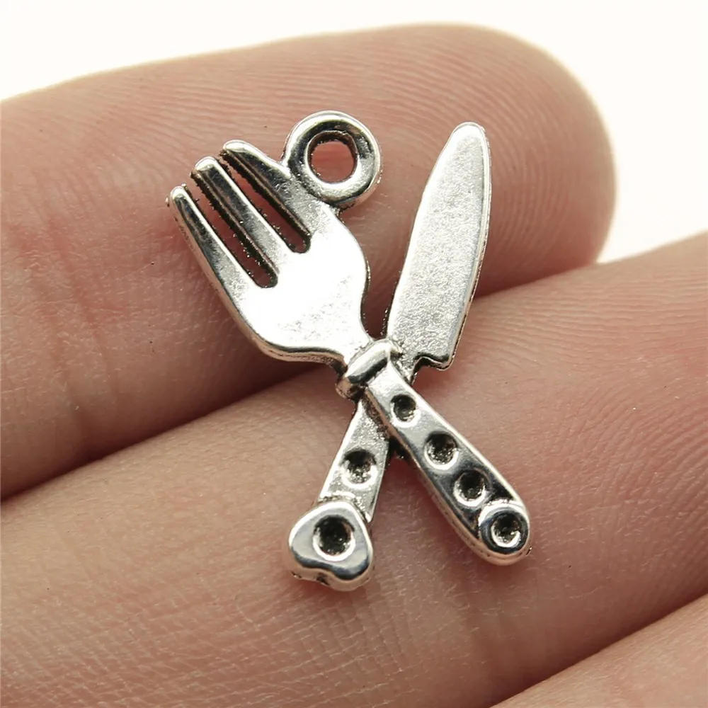 10PCS 20x14mm Cutlery Knives Forks Pendants Accessories And Daily Necessities Are Used for Making Necklaces and Keychains