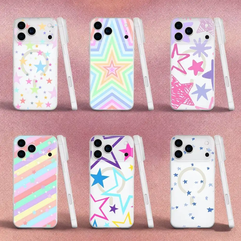 

Stars Aesthetic Colorful Phone Case For iPhone 17,16,15,14,13,12,X,XS,Pro,Max,Plus,E,Air,Mini with Magsafe Magnetic Liquid TPU
