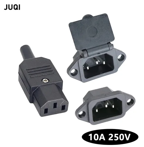 Toma de Panel de alimentación de CA negra CE IEC320 C13 C14, enchufe de cableado recargable, receptáculo de batería eléctrica, salida de acoplamiento 10A 250V