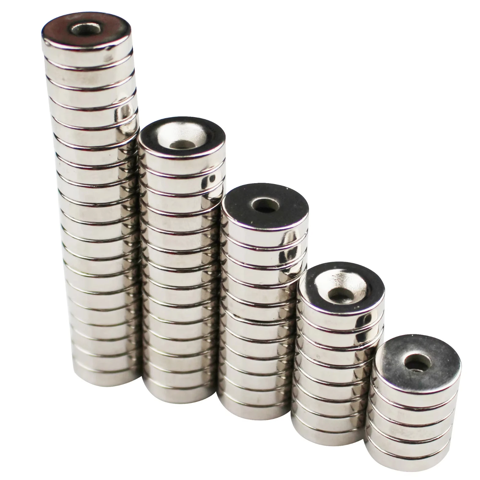 

10PCS Strong Neodymium Magnets with Hole Dia 8mm-40mm With M3 M4 M5 Countersunk Ring Hole Rare Earth Round N52 Perforated Magnet