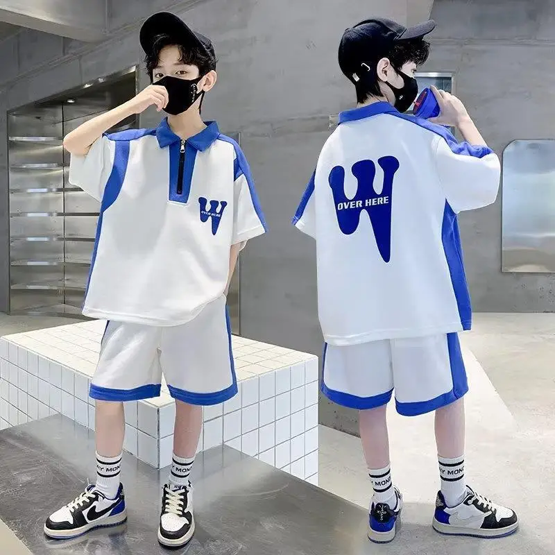 Summer Teenage Boy Clothes Set Children Girls Letter Tshirt and Shorts 2pcs Suit Kid Short Sleeve Top Bottom Outfits Tracksuit