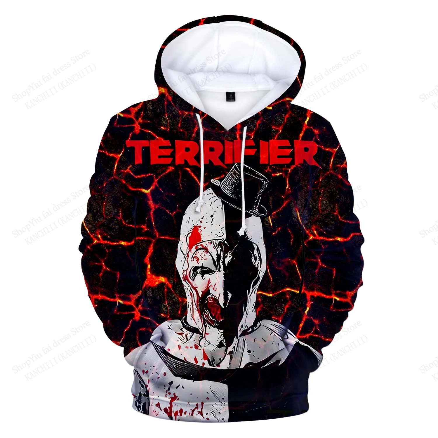 Sudaderas con capucha con estampado 3d de película de terror Terrifier para hombre y mujer, Sudadera con capucha de gran tamaño a la moda, abrigo para mujer, ropa para hombre nueva