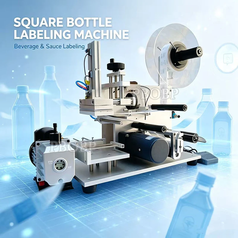 PBOBP Label Applicator Semi-Automatic Plane Labeling Machine Adjustable Labeler Applicator Machine For Flat Plane Square Bottle