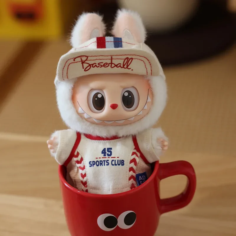 

For Labubu Clothes American Baseball Suit 17cm Doll Dressing Game Vinyl Pendant Doll Clothing DIY Sportswear Boy Gift Toy