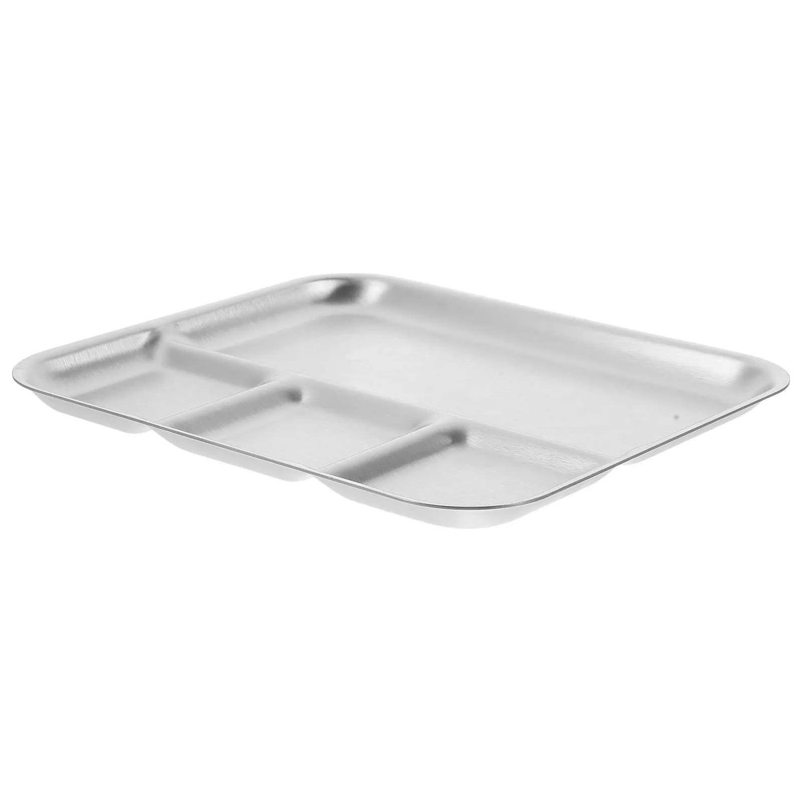 

Stainless Steel 4-Compartment Tray Sauce Dish Food Serving Plate Reusable Divided Tableware Kitchen Dining Appetizer