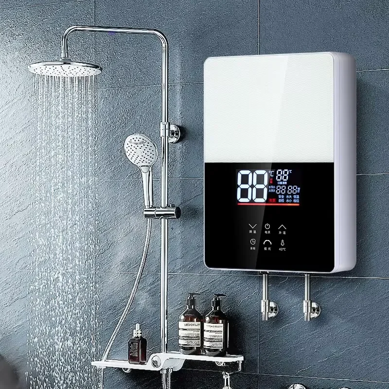 Instant Electric Wall-mounted 5500W Water Heater Rental Houses Construction Sites Small Rapid Heating Thermostatic Shower