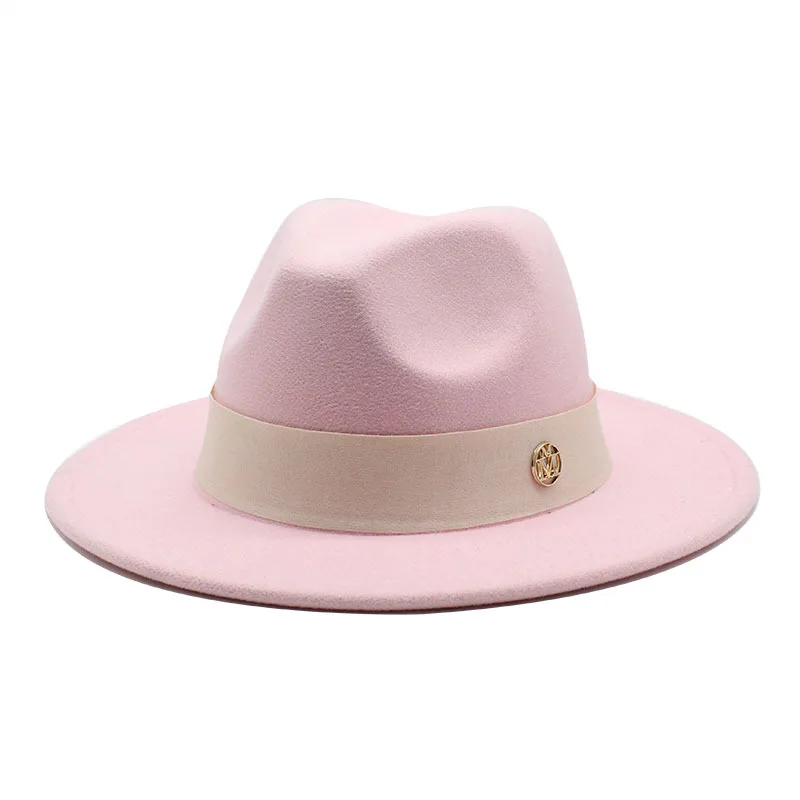 Cross Border British Retro Wide Brim White Pure Wool Top Hat Fashion All Match Casual Fedora Hat Female Autumn And Winter Wild