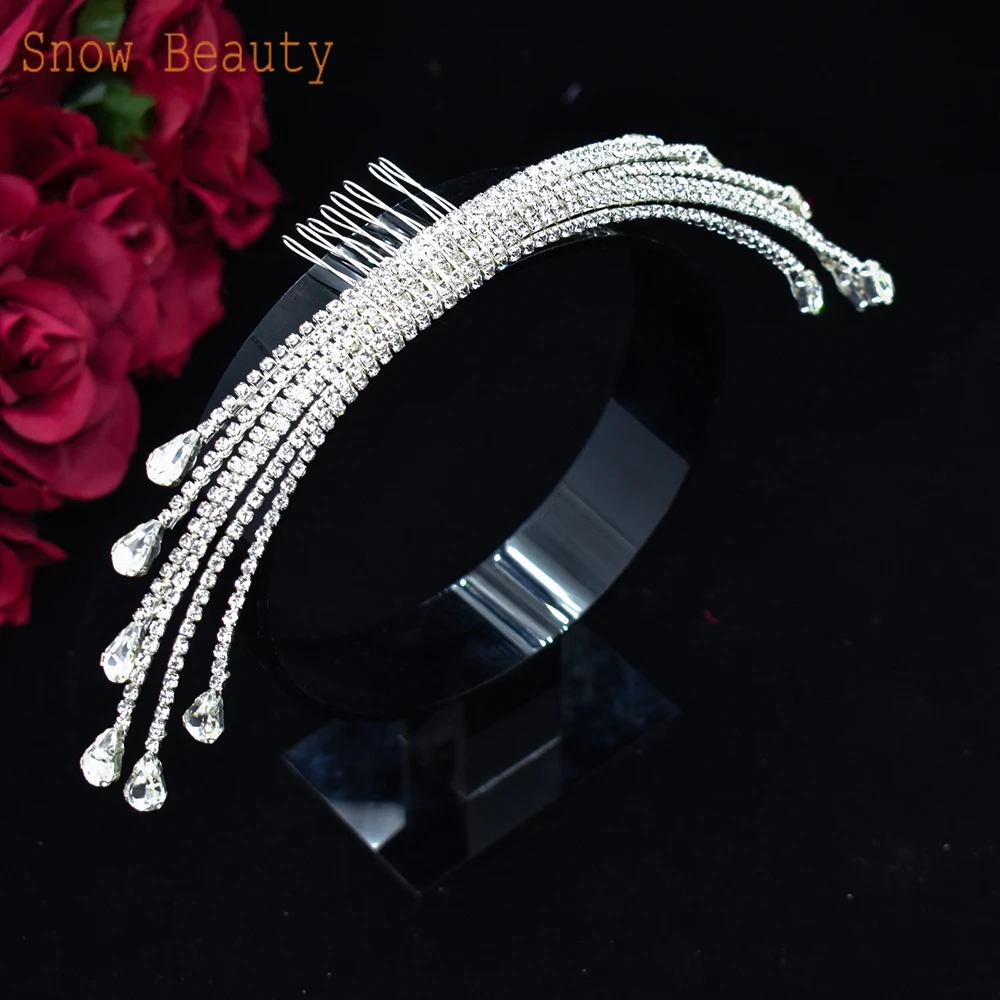 DZ038 Handmade Bridal Comb Wedding Headpiece Bride Hair Ornaments Hair Accessories for Party Crystal Rhinestones Hair Clips