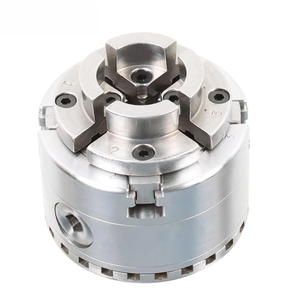 

4-дюймовый самоцентрирующийся токарный патрон для дерева PK96 - резьба 1 дюйм x 8 TPI для мини/миди токарных станков, с губками и ключом