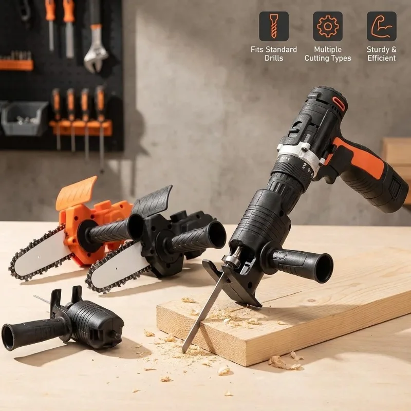 4/6 Inch Electric Drill Modified To Electric Chainsaw Adapter Electric Chain Saw Portable Pruning Saw Power Tool Household