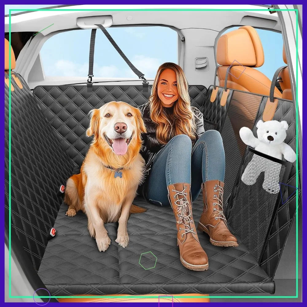 

Waterproof Dog Car Seat Cover with Hard Bottom, 400lbs Capacity Pet Hammock for Cars and SUVs
