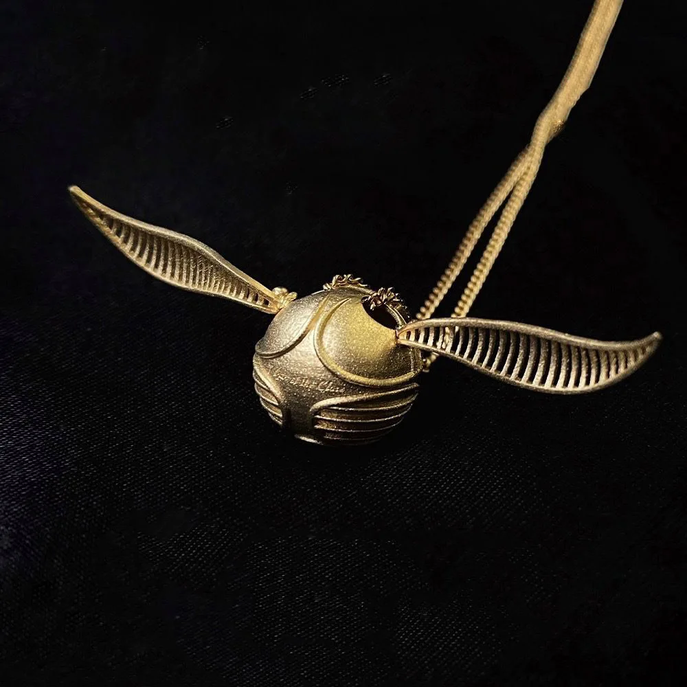 Harry Movie Peripherals Golden Snitch Necklace Hogwarts Magic School Collectible Pendants Best Gifts for Girlfriend Girls Toy