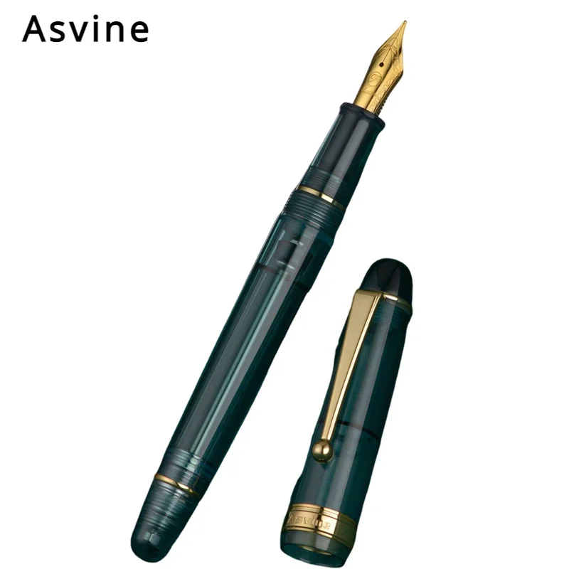 Asvine V126 pluma estilográfica transparente verde piedra M/F punta acrílica pluma de caligrafía elegante de lujo papelería escuela suministros de oficina