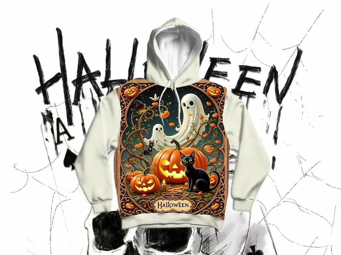 

25/26 Latest Autumn/Winter Halloween Elements 3D Printed Hoodie Large Adult Same Size Female Same Size Original Design Top