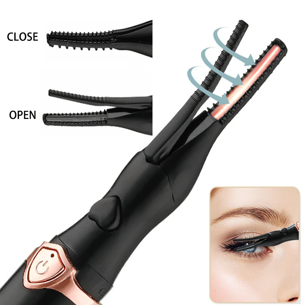 Draagbare verwarmde wimpers Curling 3-temperatuurmodus USB Natuurlijke nepwimpers Curler voor wimpers Make-up gereedschap Accessoires