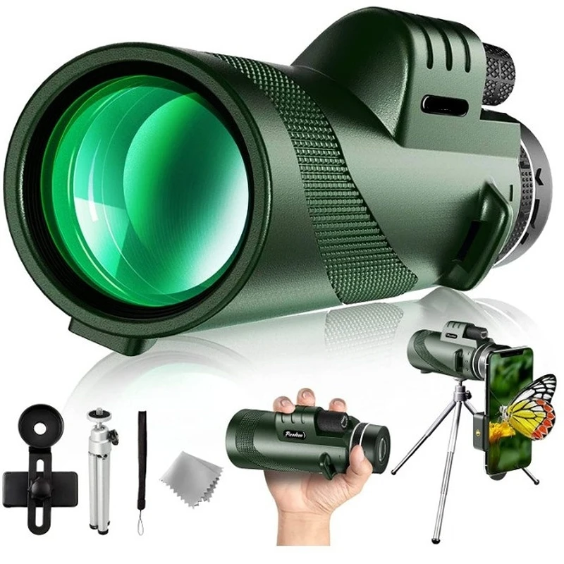 

Powerful 80X100 HD Monocular Phone Camera Zoom Star Mirror Tripod Telescope Phone Clip for Outdoor Camping Accessories