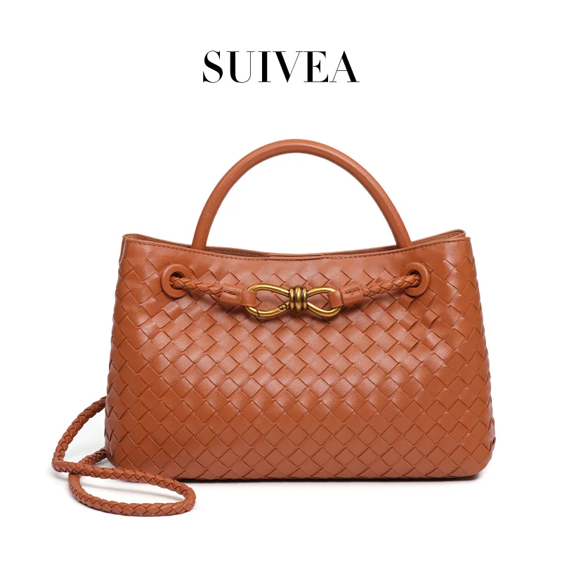 

SUIVEA Retro Woven Bucket Tote, Crossbody Shoulder Bag for Commuting