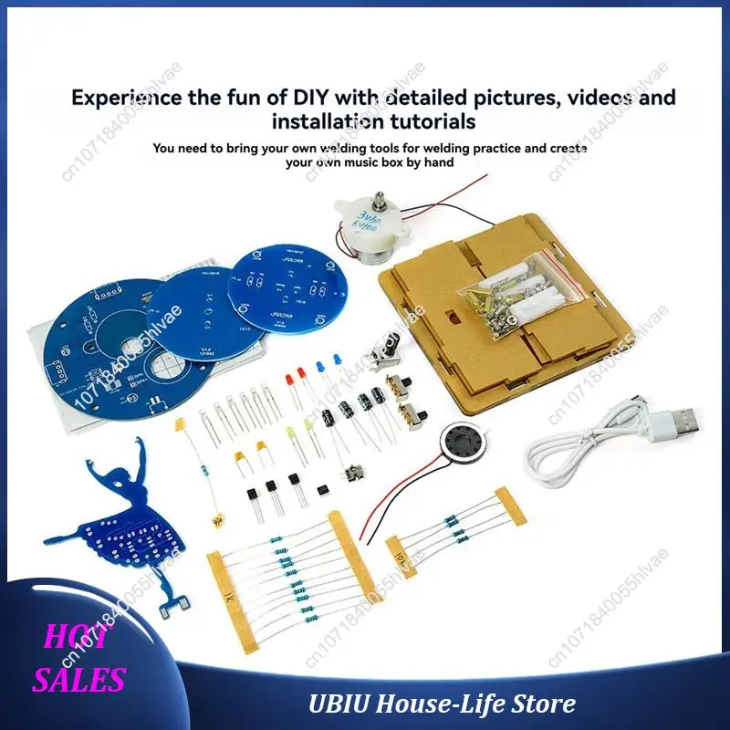 Rotating Music Box DIY Electronic Kit Ballerina Girl Music Box With RGB LED Rotating Design For DIY Soldering Practice-Best Sell
