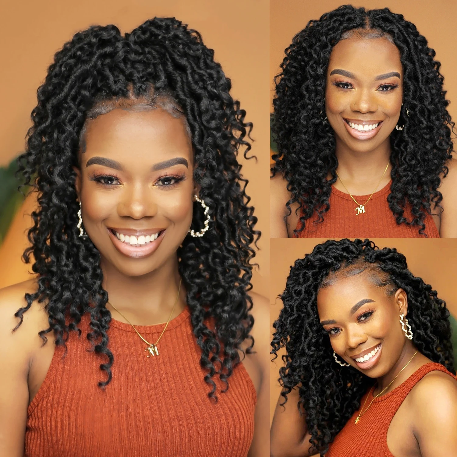 Goddess Locs Crochet Hair 10-22 Inch Faux Locs Crochet Hair Black Women PreLooped Boho Locs Synthetic River Locs with Curly Ends
