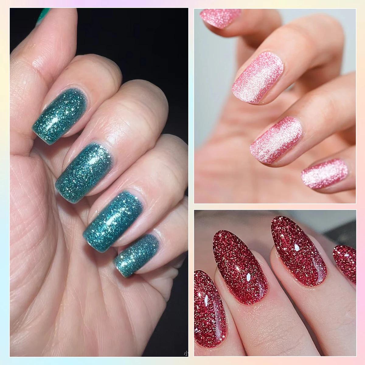 FTMY 3ピース グリッターシリーズ ネイルポリッシュセット、長持ちする秋のマニキュア輝き、LED硬化、DIYサロンネイル、強力で耐久性あり