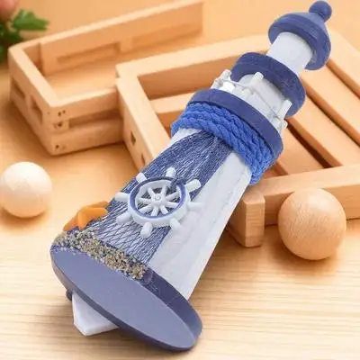 

1pc Wooden Lighthouse Decor Mini Nautical Lighthouse For Home Office Desktop Ornament Party Decoration Tabletop Decor Kids Room