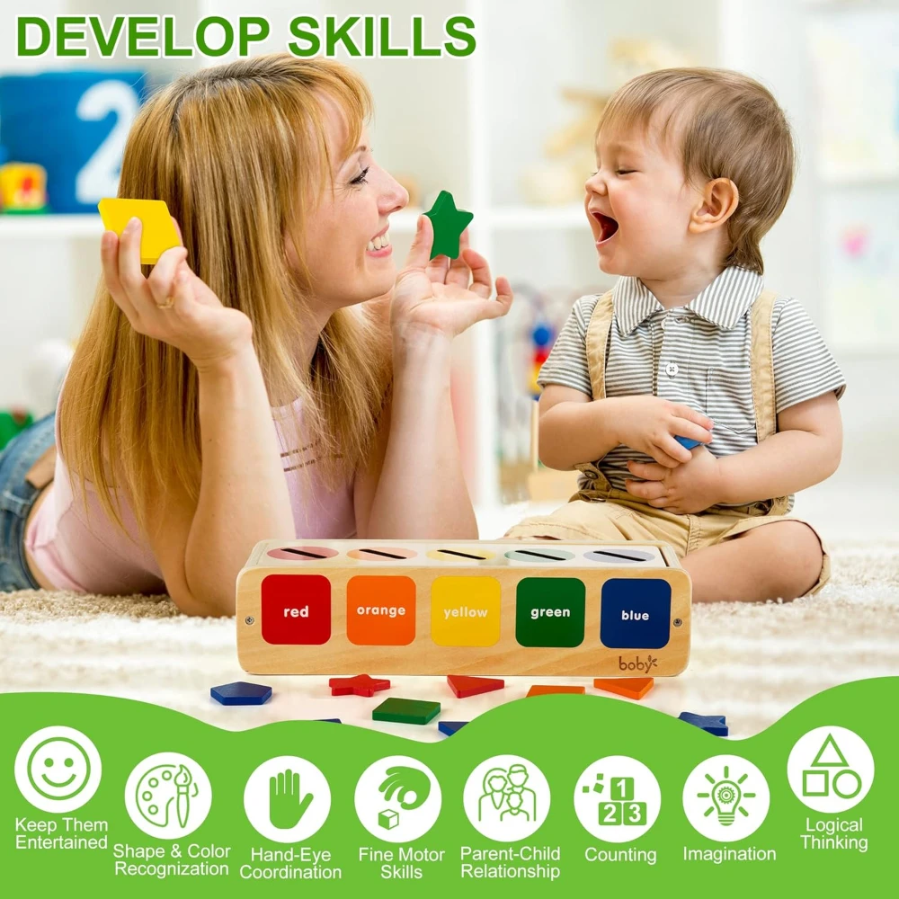 Holz-Montessori-Spielzeug für Kinder, Form- und Farbsortierspielzeug, passendes Spielzeug mit Box, sensorisches Lernspielzeug für Geschenke für Jungen und Mädchen