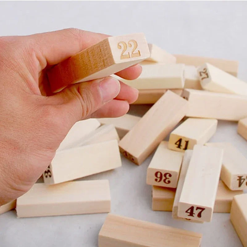 new 48PCS Natural Wood Color Building Block Balance Game Toy Dominoes for Family Gatherings Children's and Adult Interactive Toy